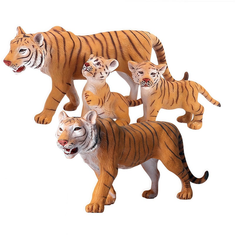 Gemini&Genius Tigers Family Figurines Set, Animal Playset, Educational Wildlife Models, Cake Toppers & Birthday Gift for Kids - Image 5